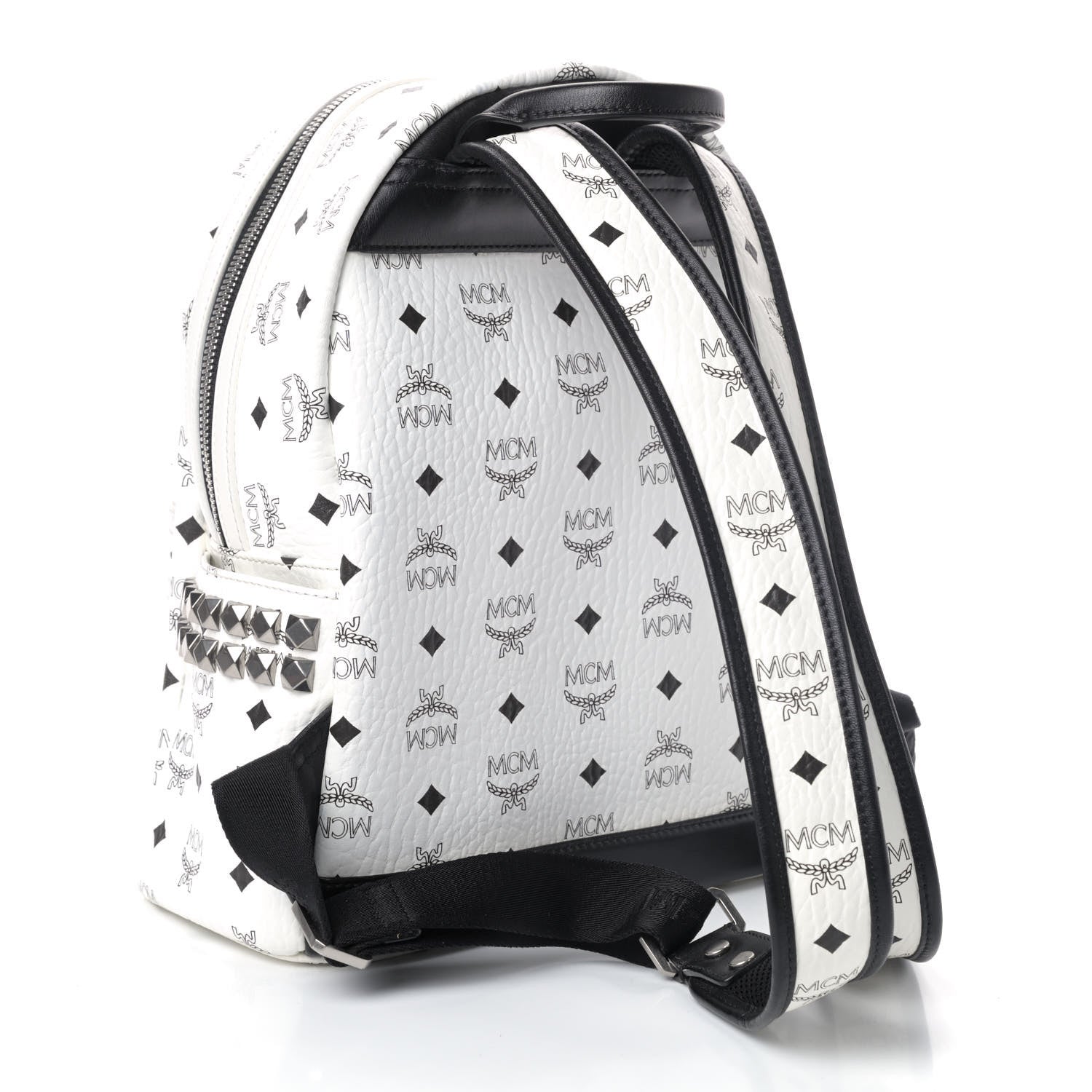 MCM Visetos Small Side Stud Stark Backpack White 2 of 4