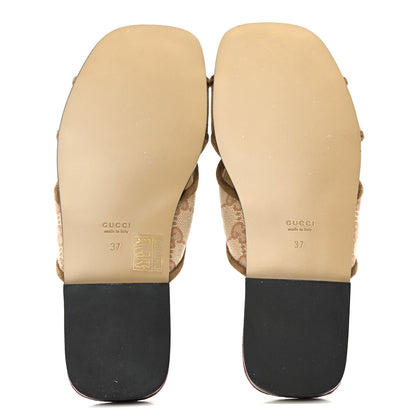 Gucci GG Monogram Suede Womens Criss Cross Slide Sandals 37 Beige Ruggine Cuir 6 of 12