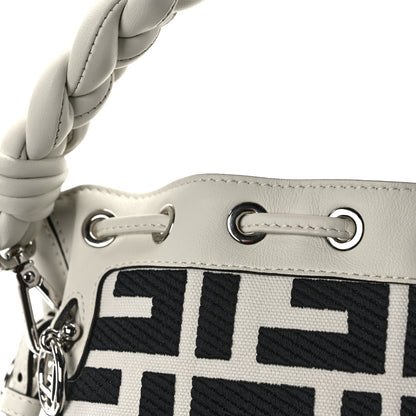 Fendi Canvas Nappa F is Fendi FF Embroidered Mini Mon Tresor Bucket Bag White Black 13 of 13