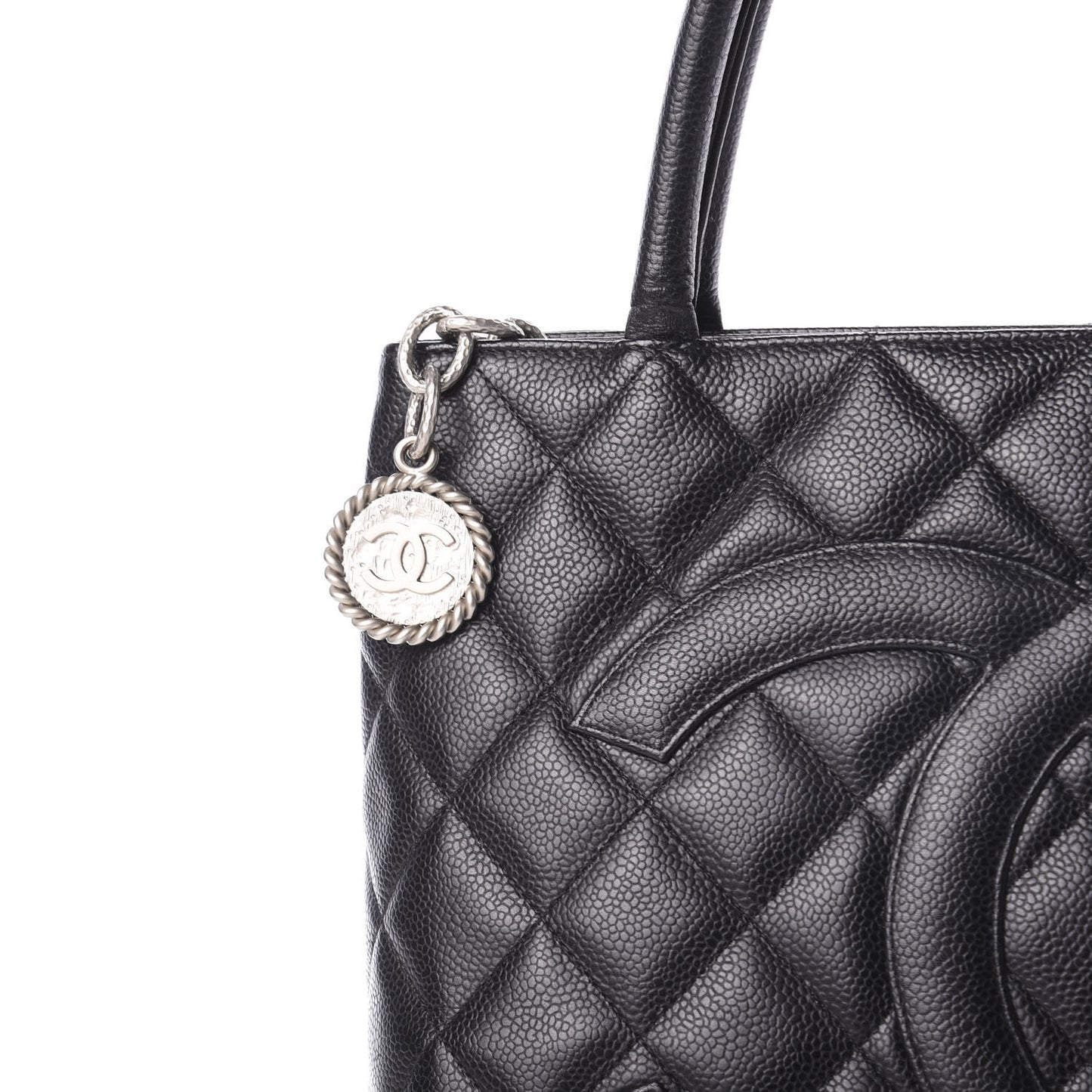 Caviar Quilted Medallion Tote Black