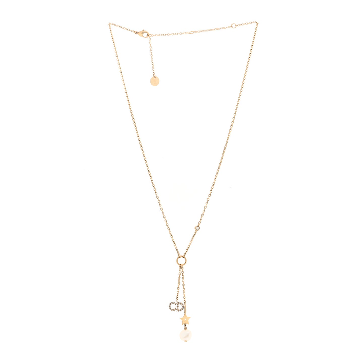 Crystal Pearl CD Shiny-D Tribal Long Necklace Gold