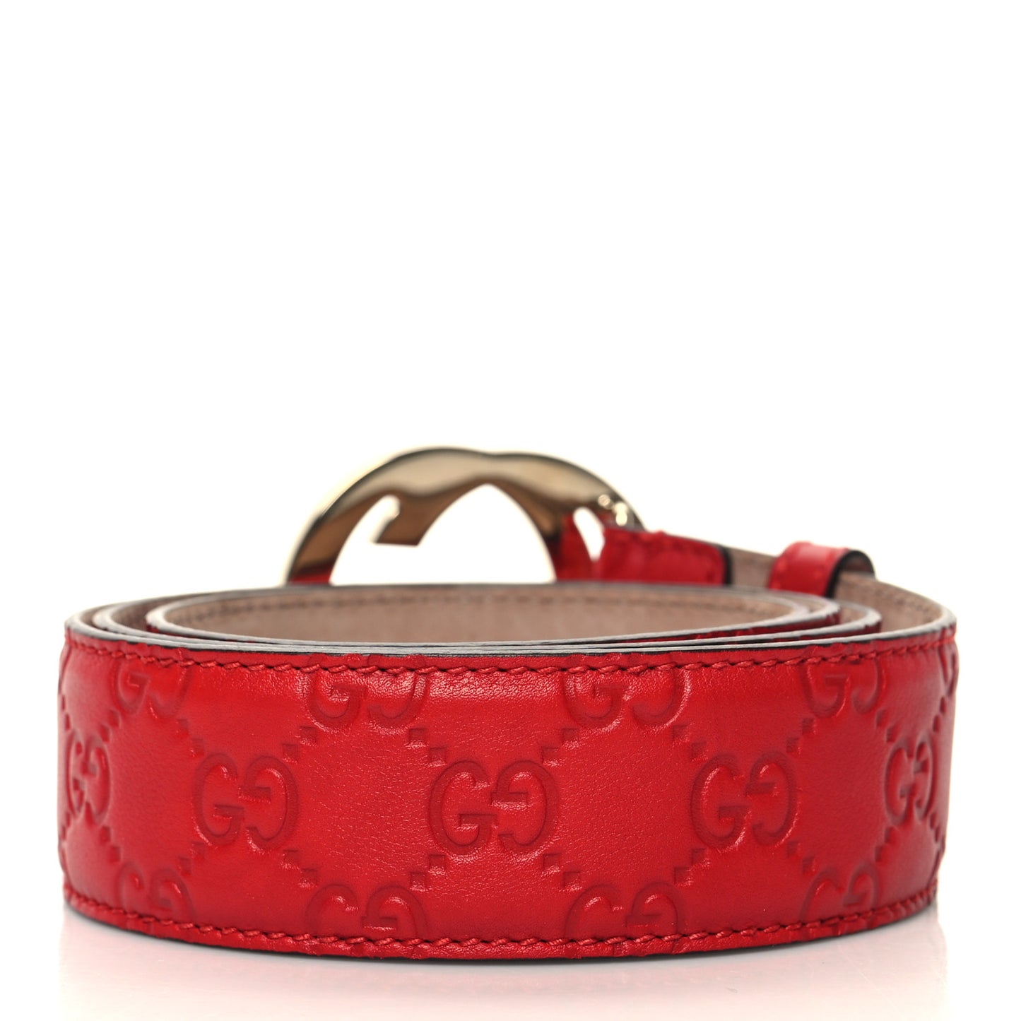 Guccissima Interlocking G 40mm Belt 105 42 Hibiscus Red