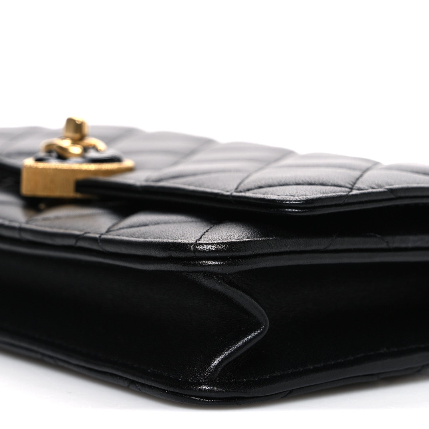 Chanel Lambskin Plexiglass Quilted Coco Love Wallet On Chain WOC Black 10 of 11