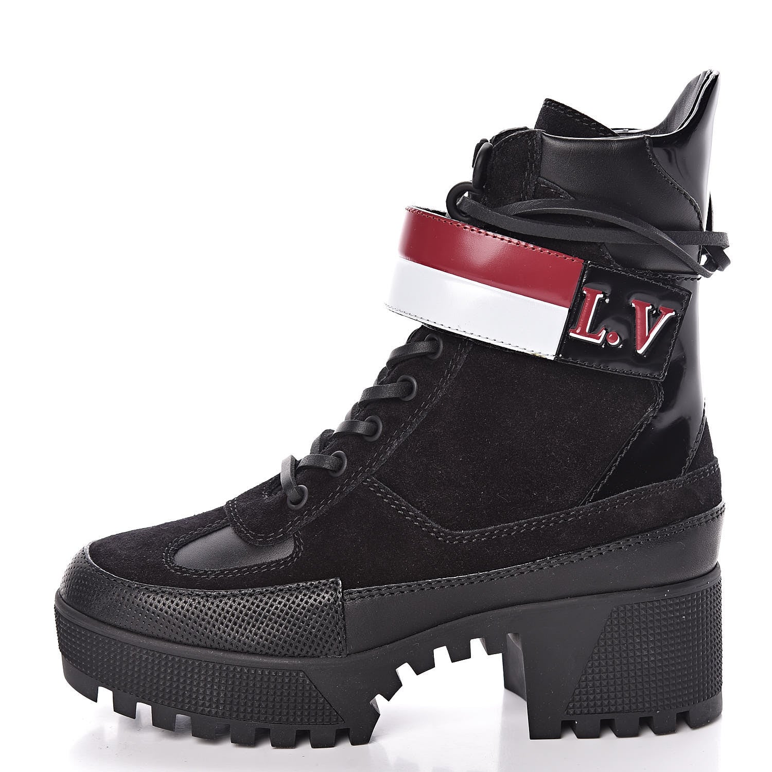 Louis Vuitton Suede Calfskin Laureate Platform Desert Boots 35 Black 1 of 8