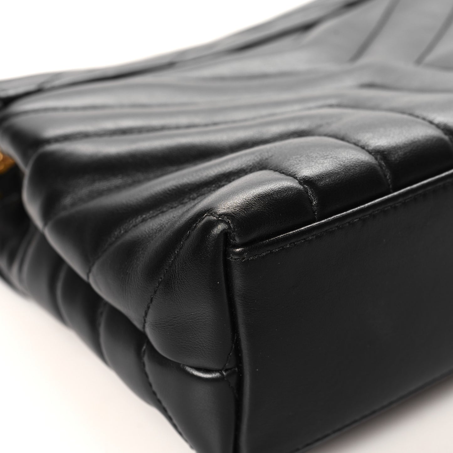 Calfskin Y Quilted Monogram Small Loulou Chain Satchel Black
