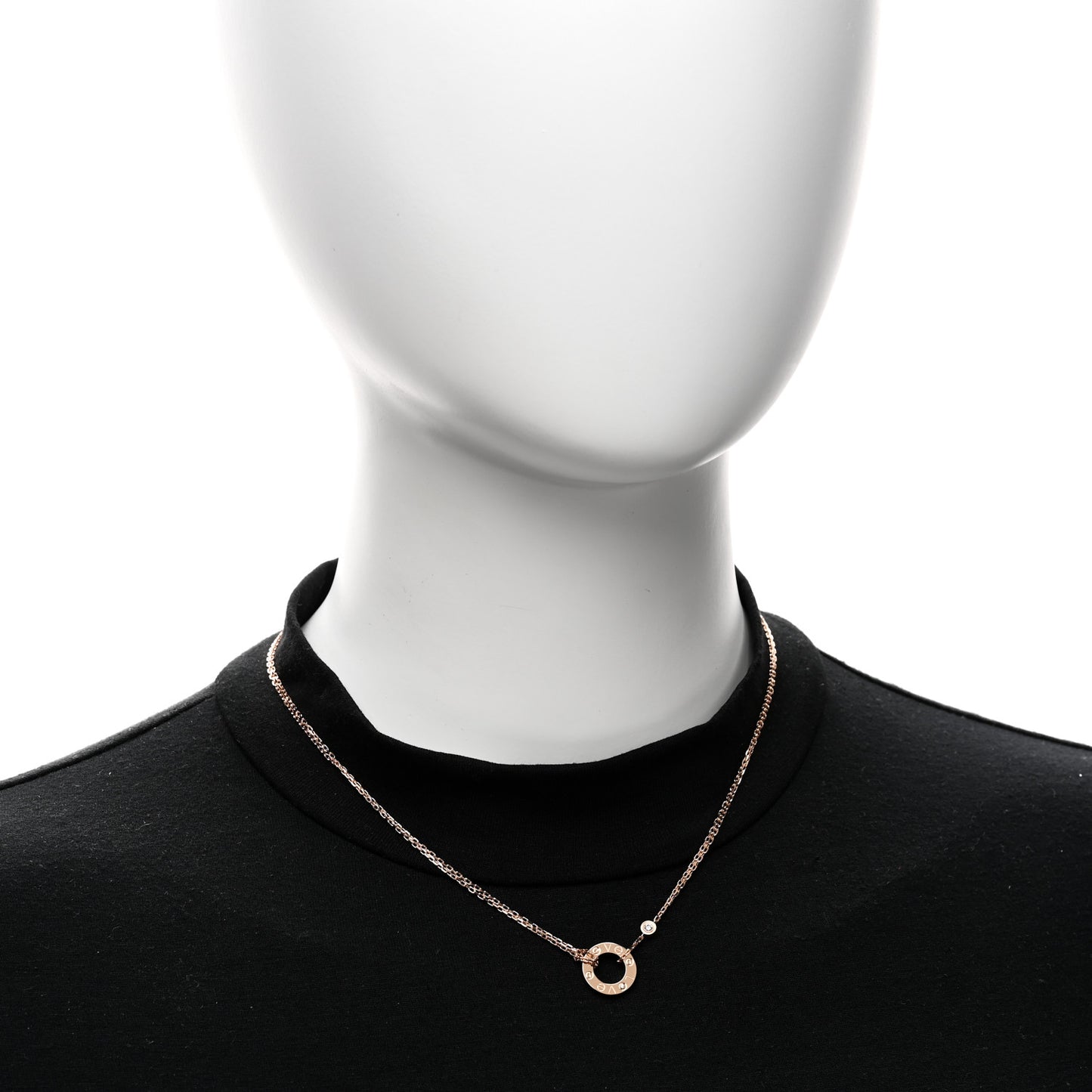18K Pink Gold 2 Diamond LOVE Necklace
