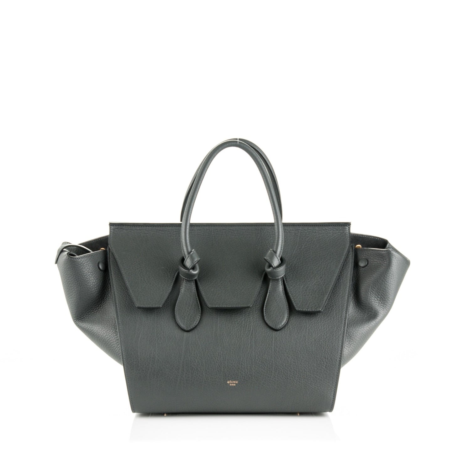 Crisped Calfskin Small Tie Knot Tote Anthracite