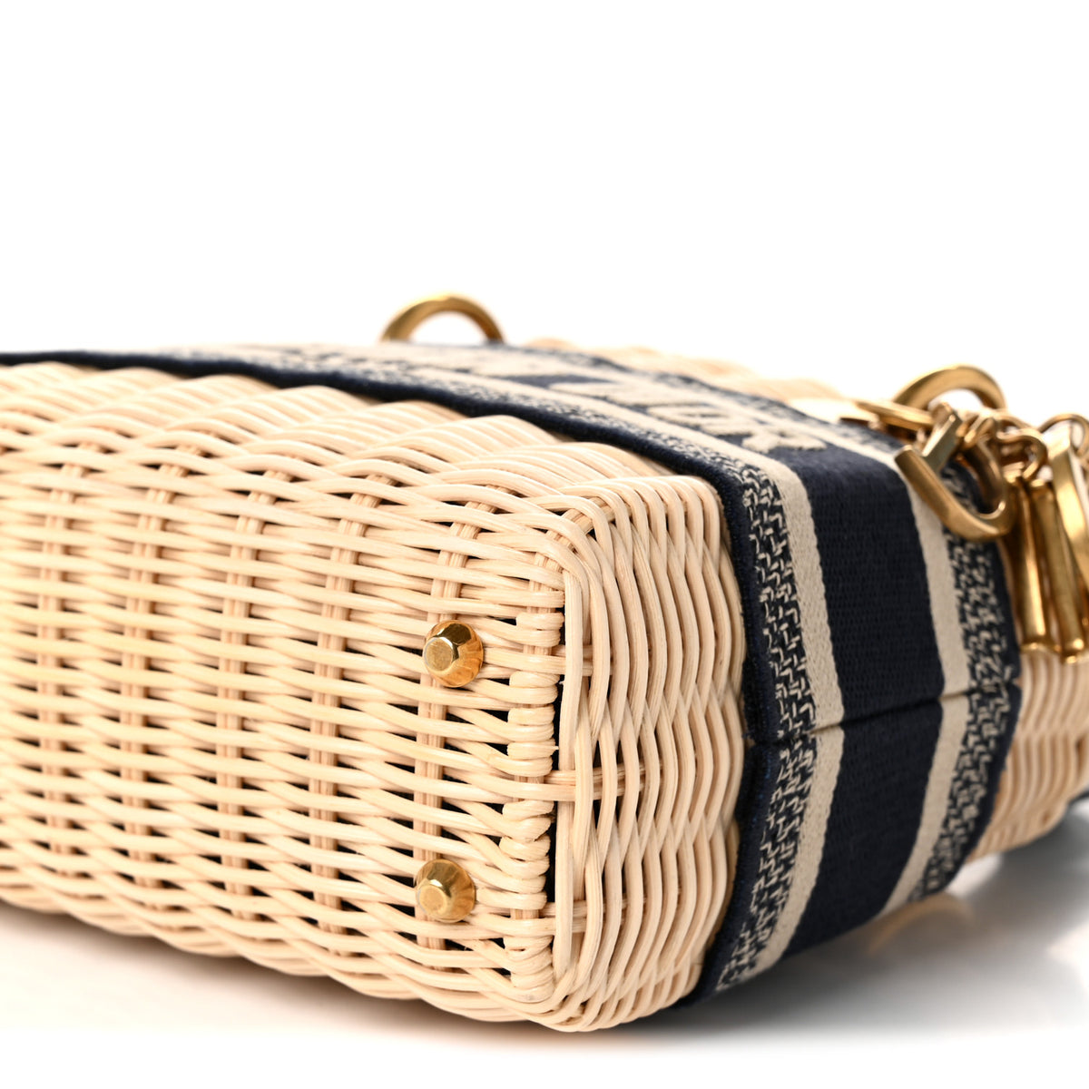 Wicker Oblique Mini Lady Dior Bag Blue