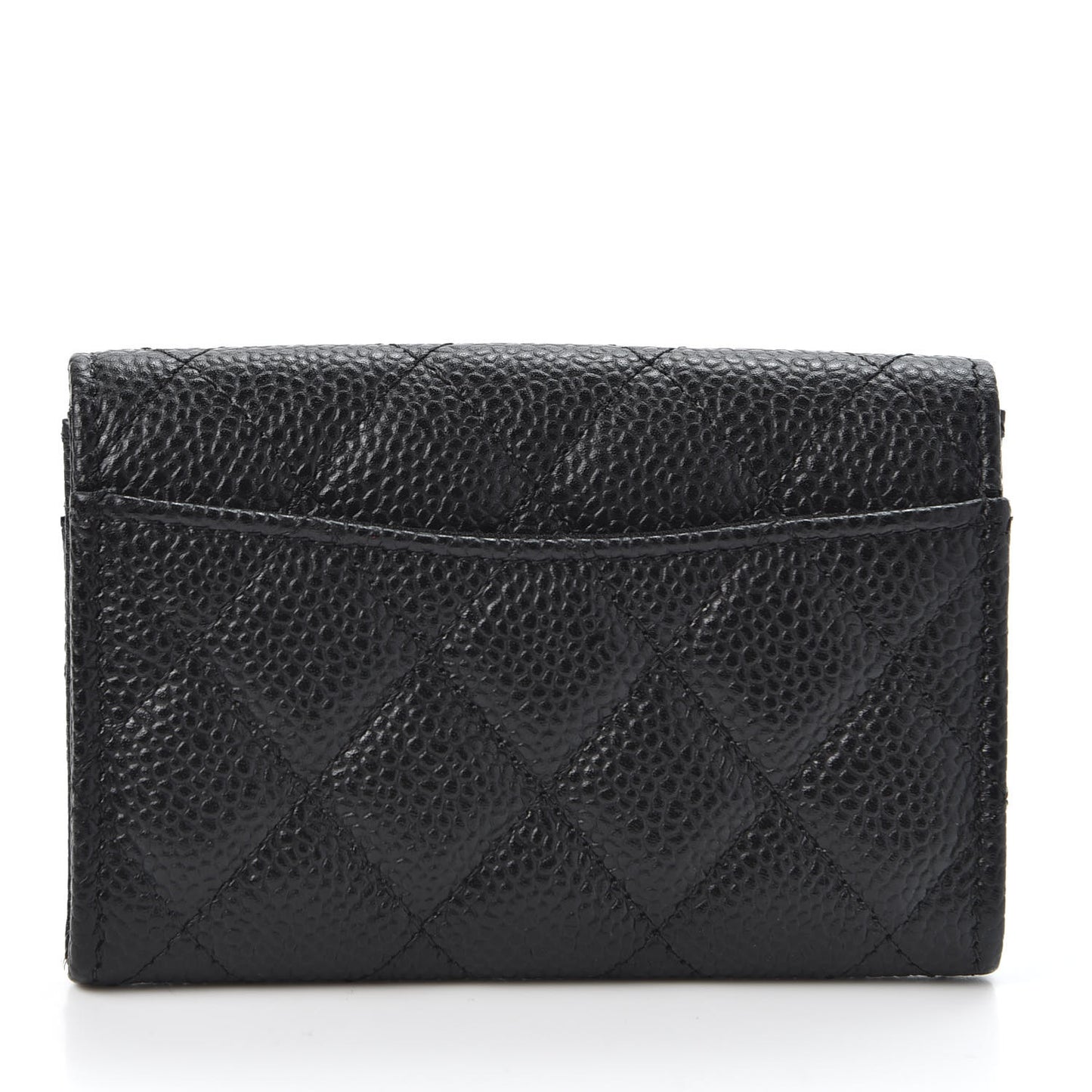 Caviar Quilted Flap Card Holder Black
