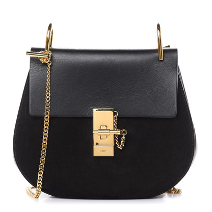 Chloe Suede Smooth Calfskin Drew Shoulder Bag Black 1 of 16
