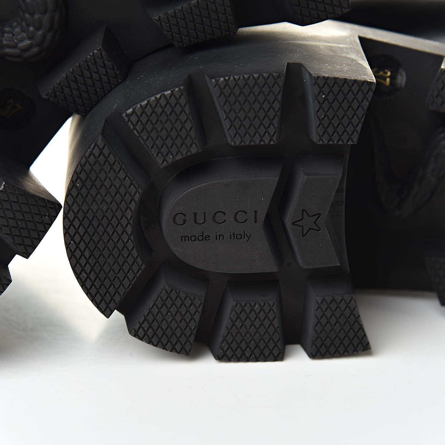 Gucci Calfskin Womens Sylvie Web Lace Up Combat Boots 37 Black 6 of 10