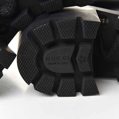 Gucci Calfskin Womens Sylvie Web Lace Up Combat Boots 37 Black 6 of 10