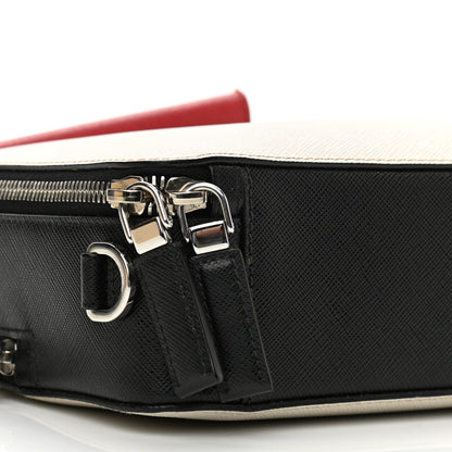Prada Saffiano Mens Brique Crossbody Bag White Black 10 of 11