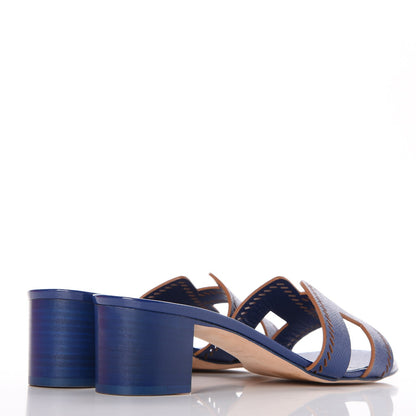 Hermes Patent Epsom Oasis Sandals 40 Bleu Saphir 4 of 8