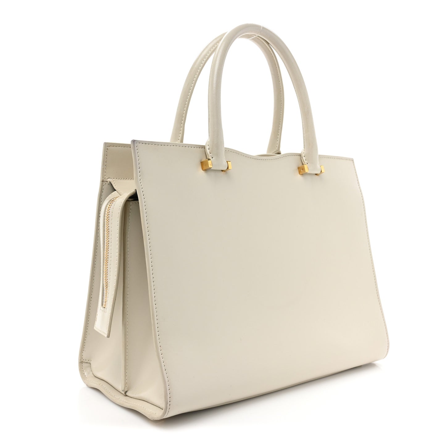 Shiny Calfskin Medium Uptown Tote White