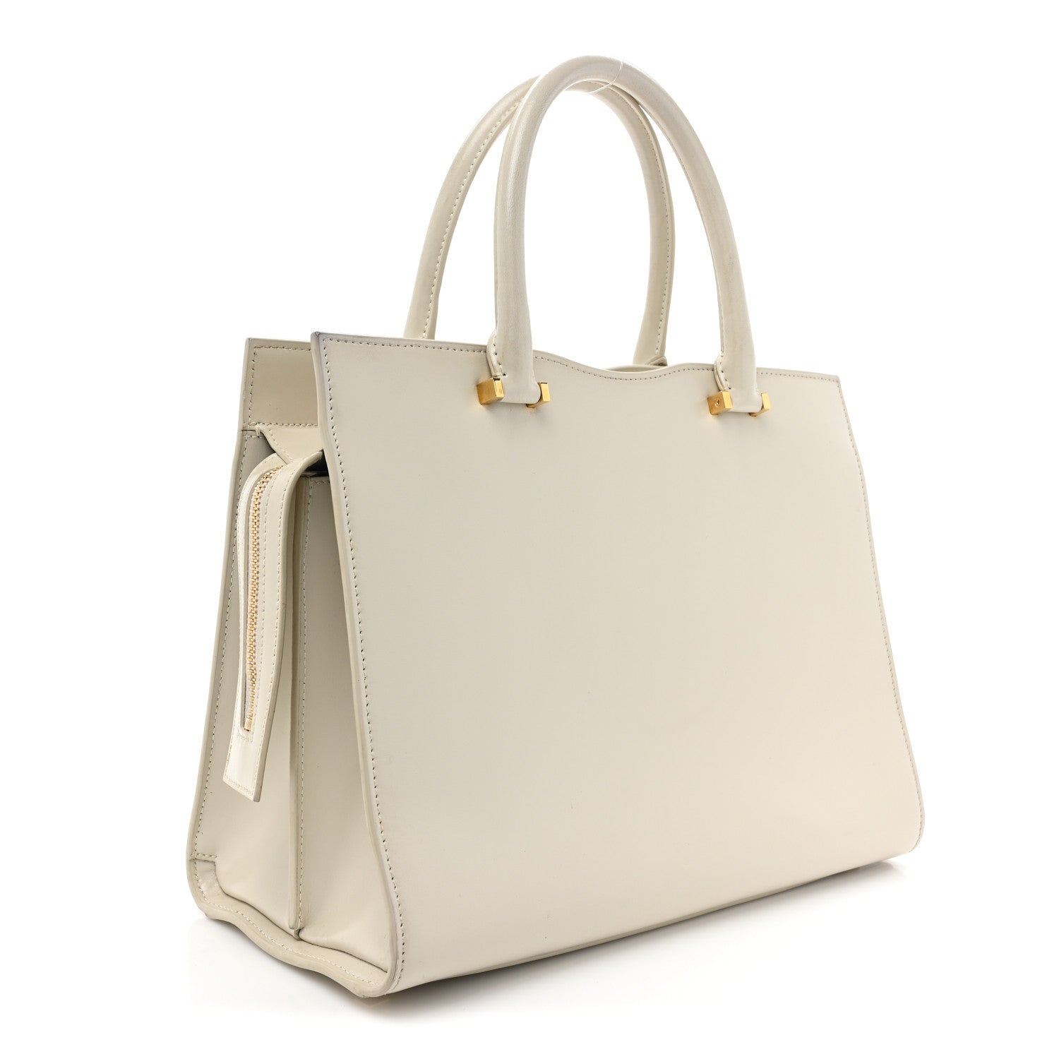 Saint Laurent Shiny Calfskin Medium Uptown Tote White 3 of 19