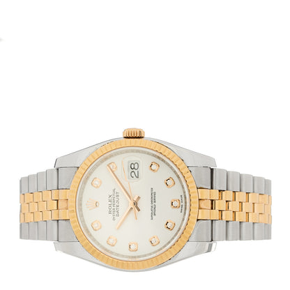 Rolex Stainless Steel 18K Everose Gold Diamond 36mm Oyster Perpetual Datejust Watch White 116231 2 of 4