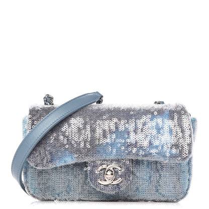 Chanel Sequin Mini Waterfall Flap Light Blue 1 of 11