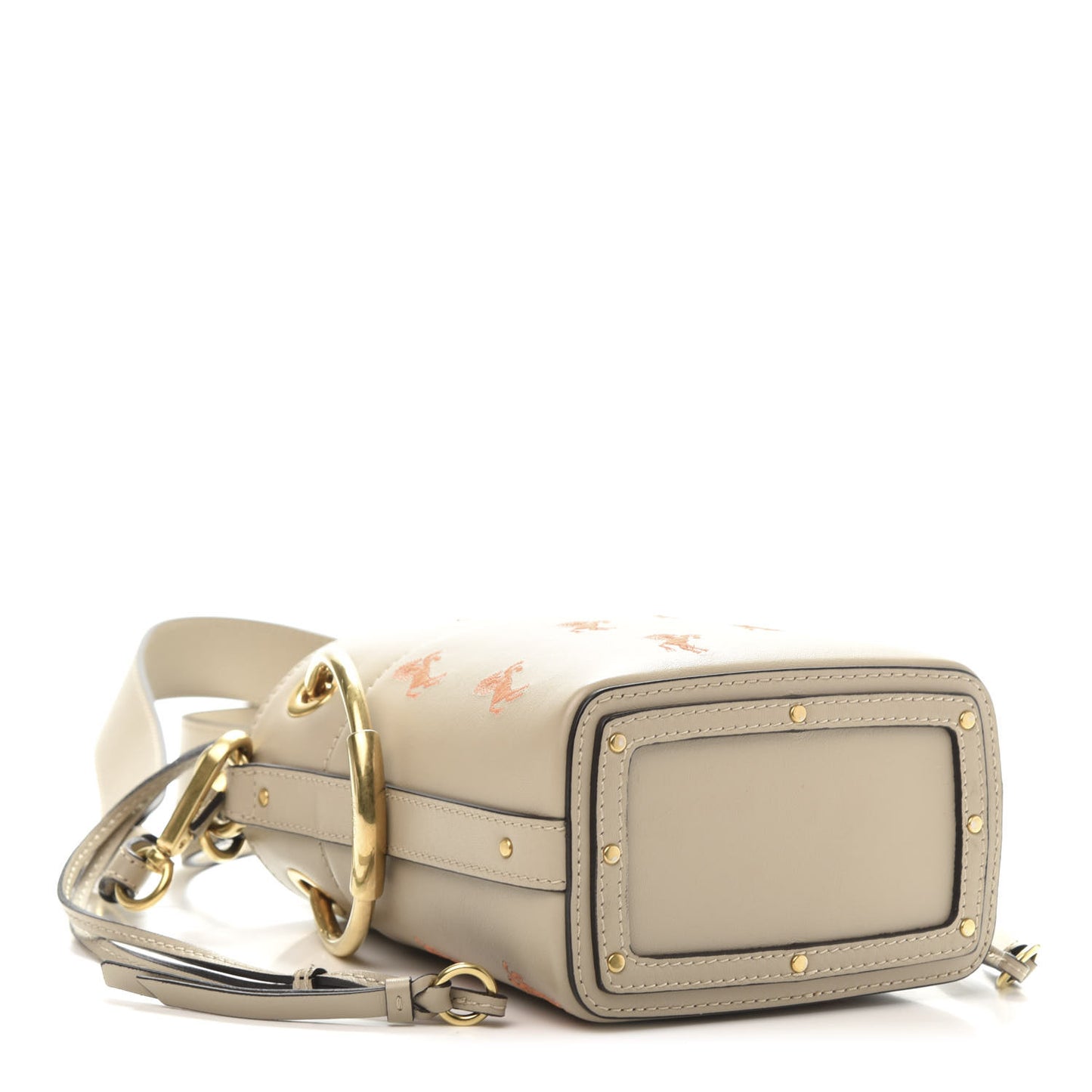 Smooth Calfskin Little Horses Embroidered Mini Roy Bucket Bag Pastel Grey