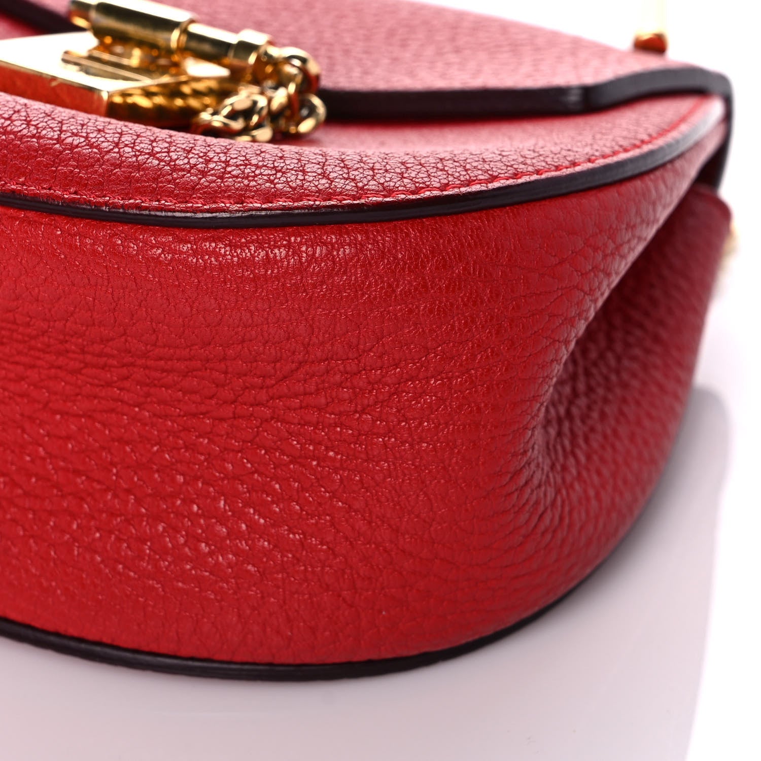 Chloe Grained Lambskin Mini Drew Shoulder Bag Plaid Red 9 of 9