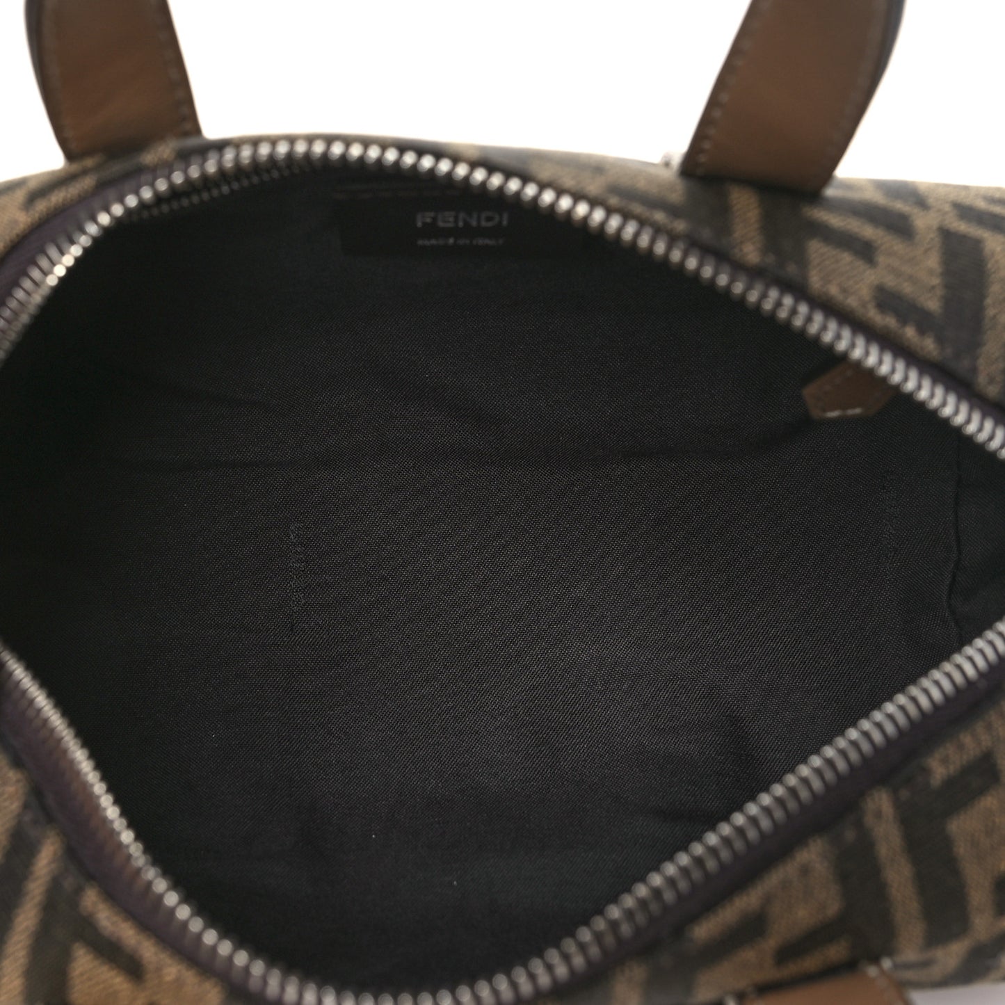 Recycled Fabric Jacquard Vitello Grace FF 1974 Mini O'Lock Bowling Bag Tobacco Moro Sand