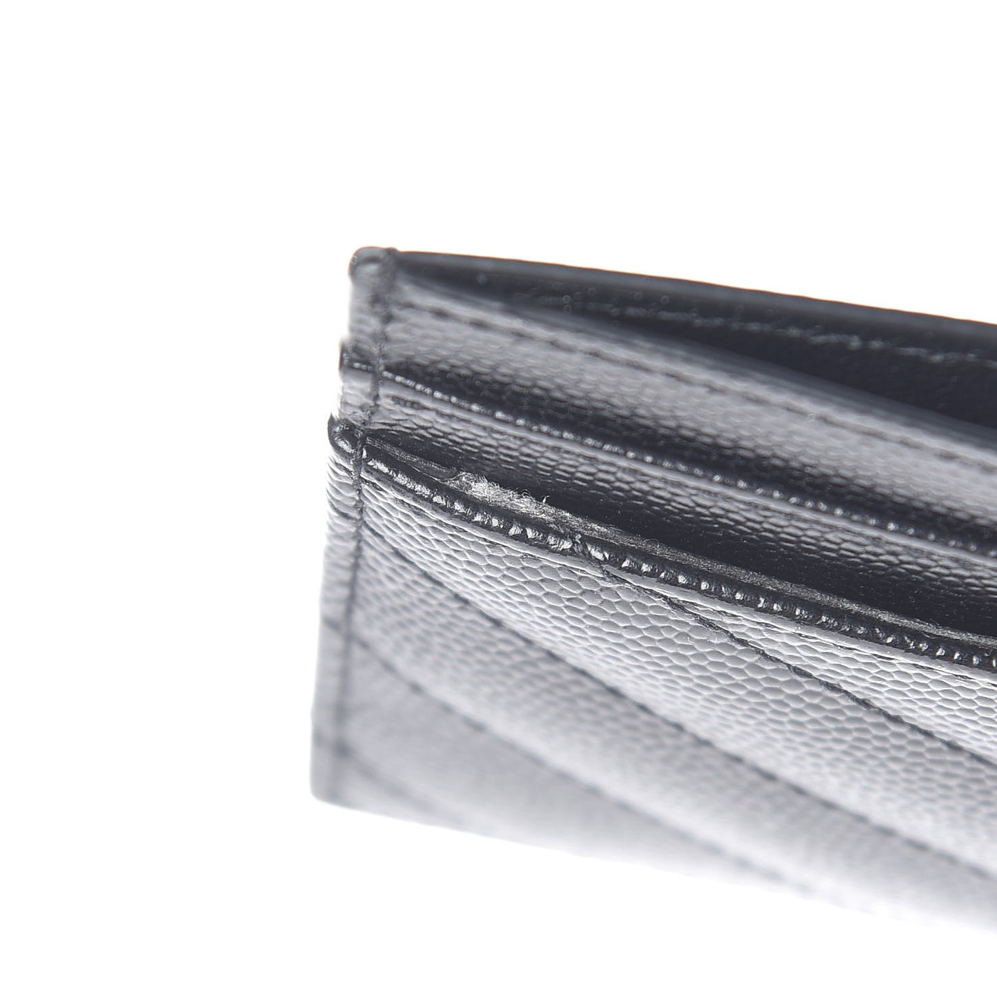 Grain De Poudre Matelasse Chevron Monogram Credit Card Case Black