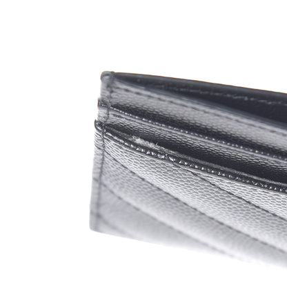 Saint Laurent Grain De Poudre Matelasse Chevron Monogram Credit Card Case Black 8 of 10