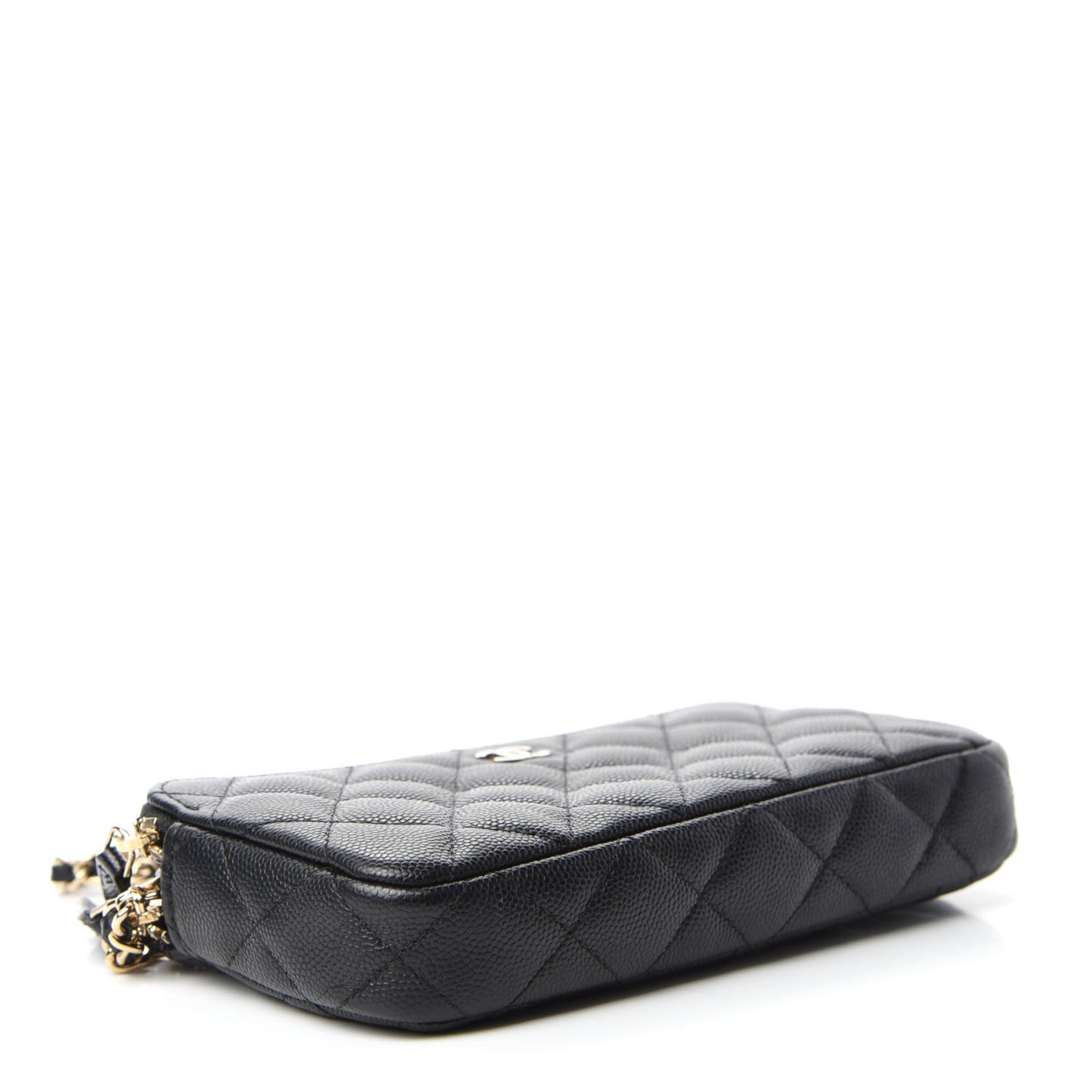 Caviar Quilted Small Clutch With Chain Black