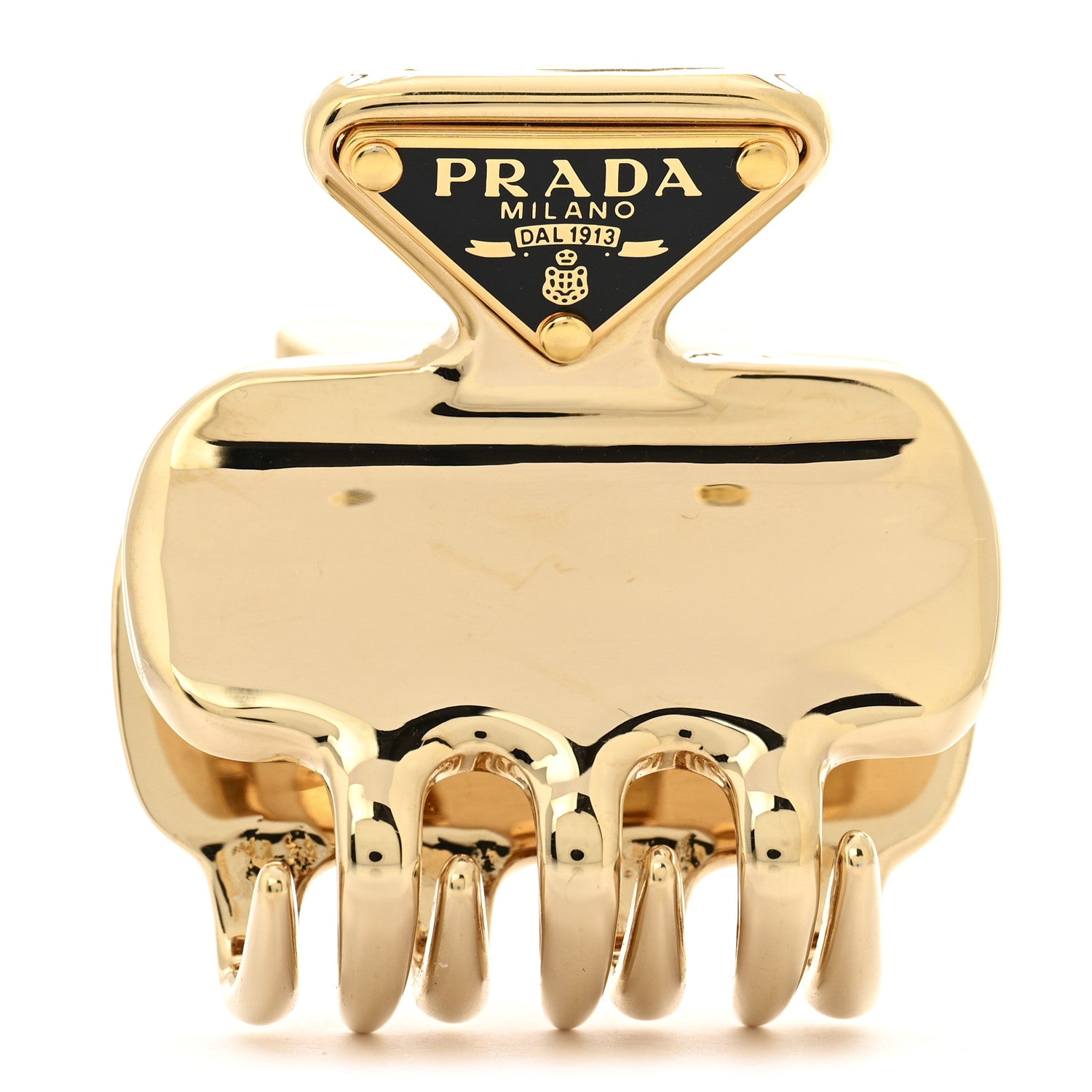 Prada Metal Triangle Mini Hair Clip Gold 1 of 4
