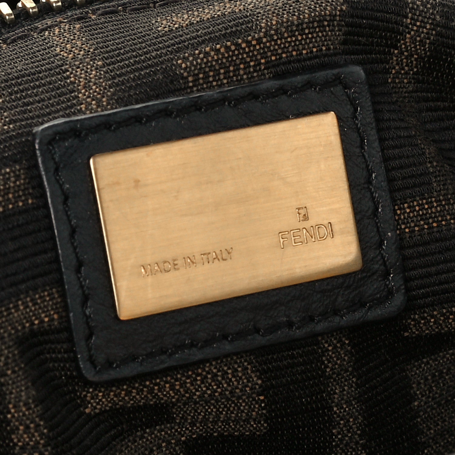 Fendi Goatskin Zucca Medium Peekaboo Iconic Satchel Black Tobacco 8 of 12