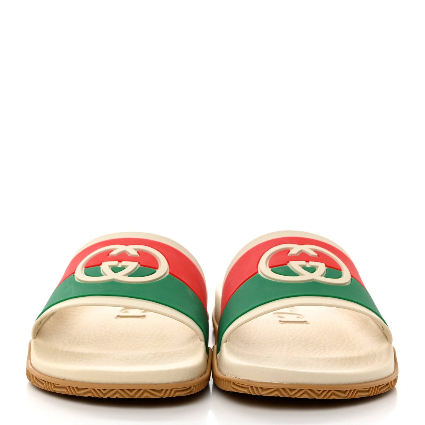 Rubber Web Womens Interlocking G Slide Sandals 39 Mystic White Green Red