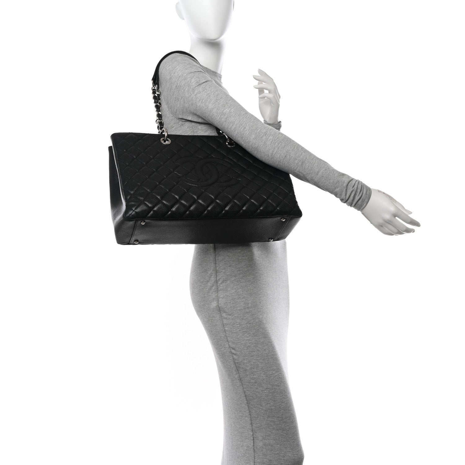 Chanel Caviar Quilted XL Grand Shopping Tote GST Black 2 of 12