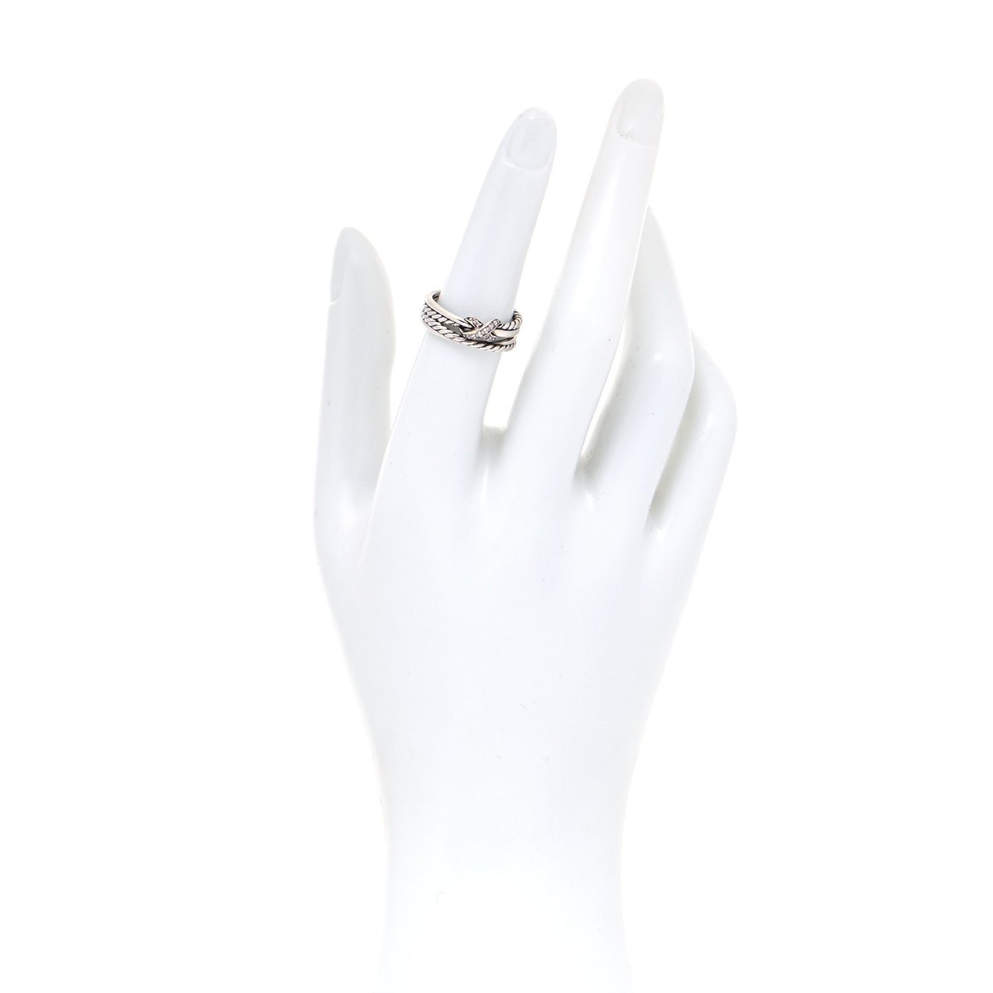 Sterling Silver Diamond X Crossover Ring 52 6