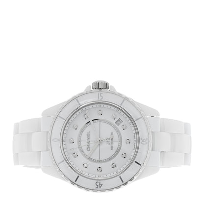Chanel Stainless Steel Ceramic Diamond 38mm J12 Automatic Watch White 2 of 5