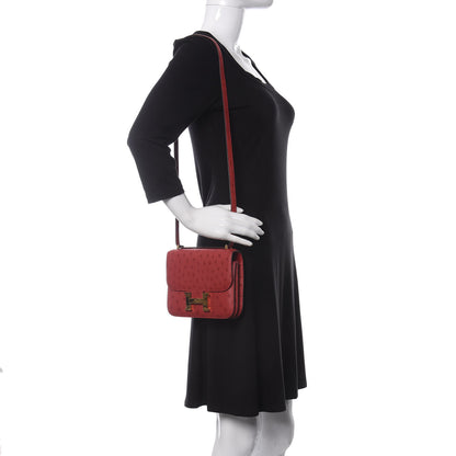 Hermes Ostrich Constance 18 Rouge Vif 2 of 10