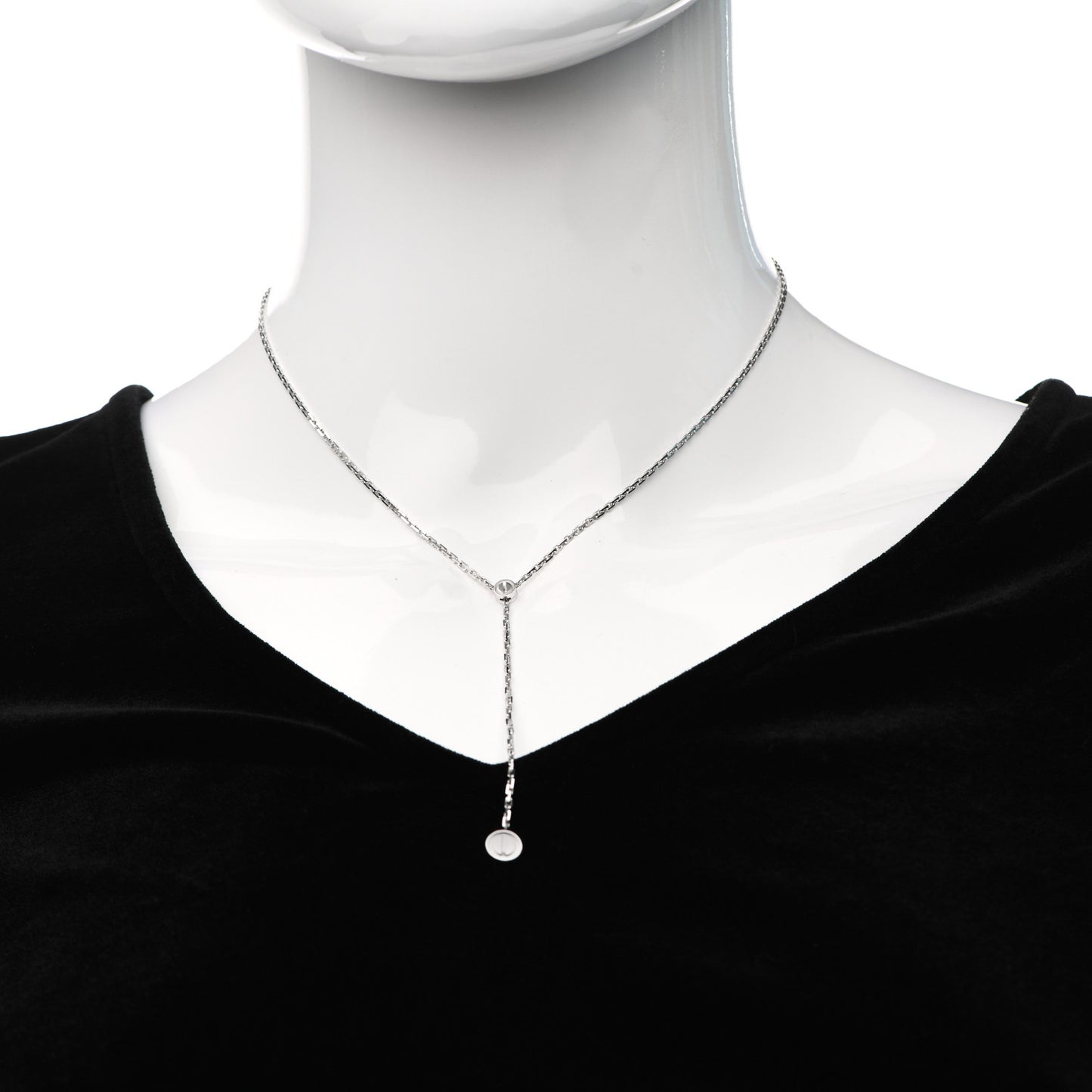 18K White Gold LOVE Drop Necklace