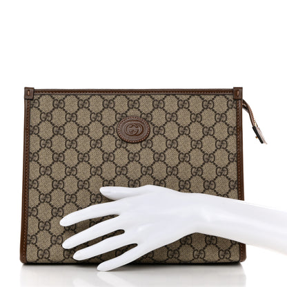 Gucci GG Supreme Monogram Azalea Calfskin Retro Interlocking G Beauty Case Beige Ebony Brown Sugar 2 of 9