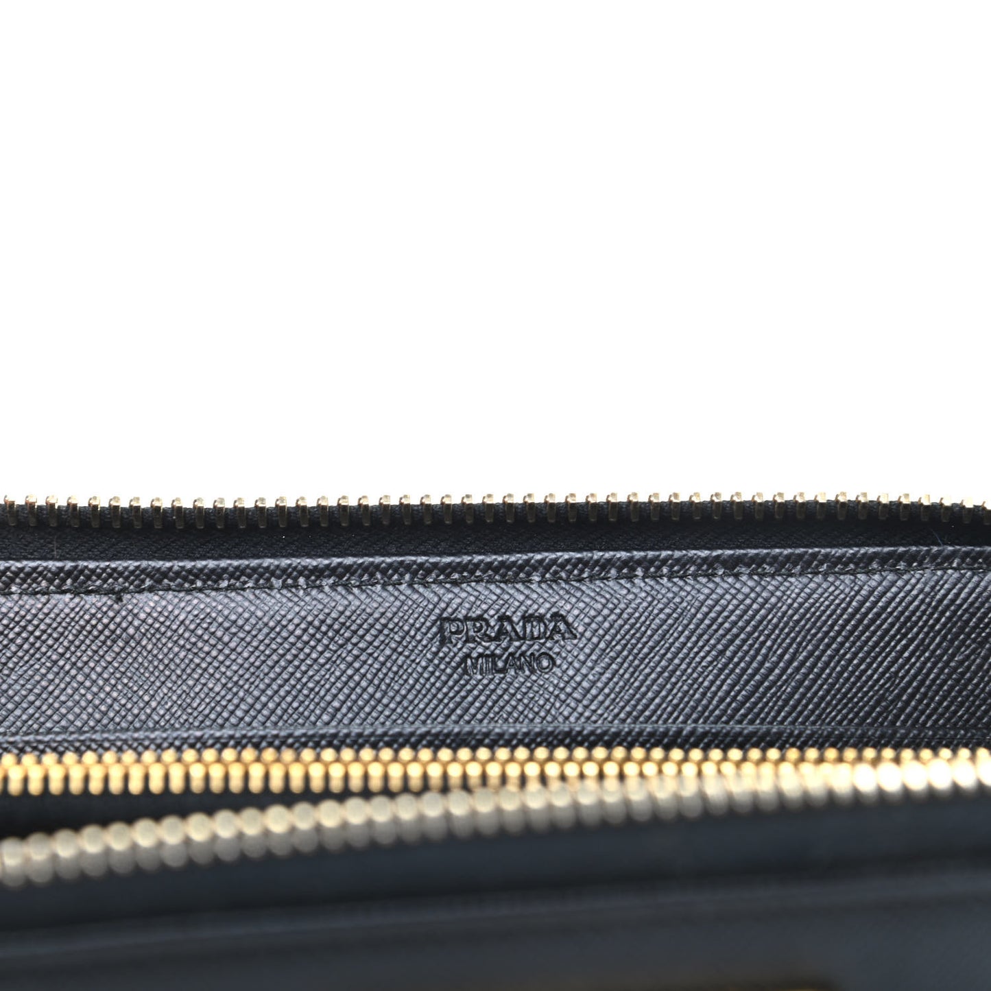 Saffiano Triangle Zip Around Wallet Black