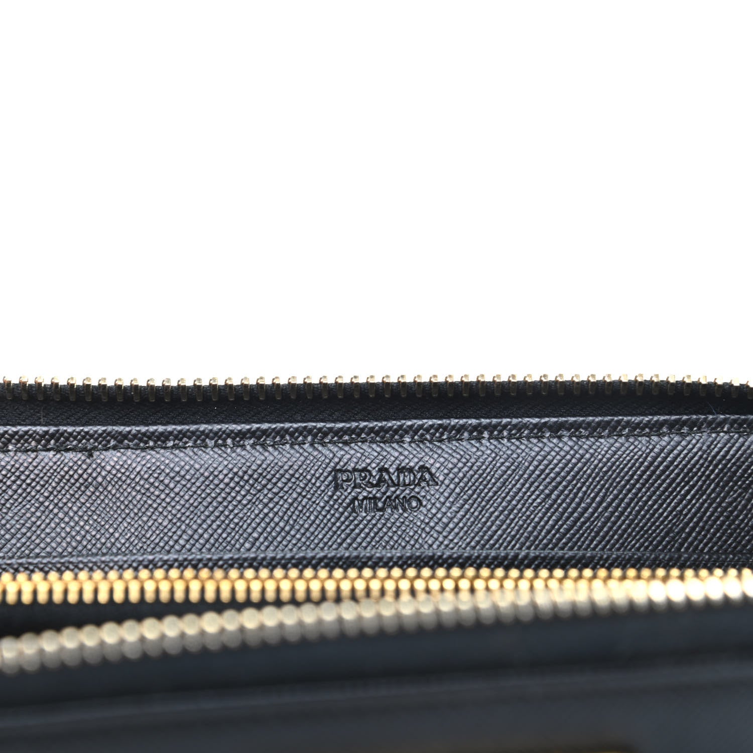 Prada Saffiano Triangle Zip Around Wallet Black 6 of 8