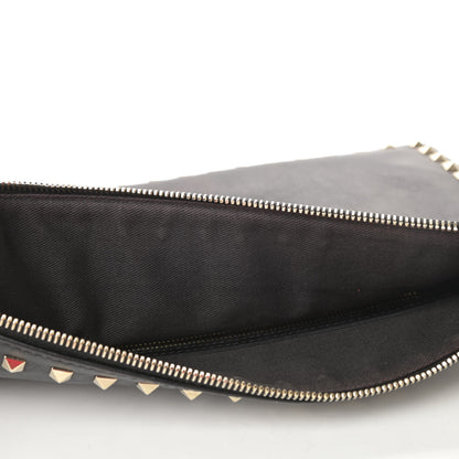 Valentino Garavani Vitello Large Rockstud Zip Wristlet Pouch Black 8 of 11