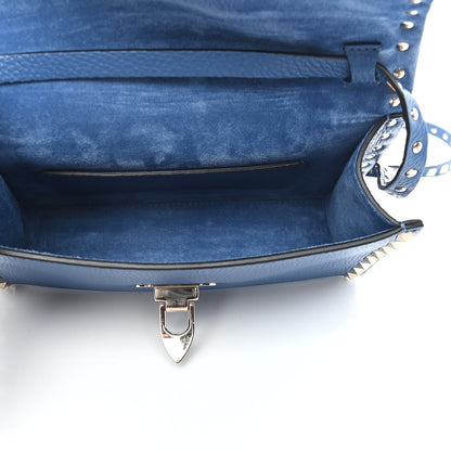 Valentino Garavani Pebbled Calfskin Medium Rockstud Flip Lock Crossbody Bag Baltique 5 of 9
