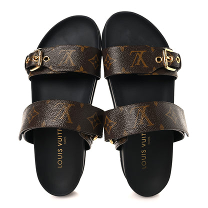Louis Vuitton Monogram Bom Dia Mule Sandals 38.5 Black 2 of 10