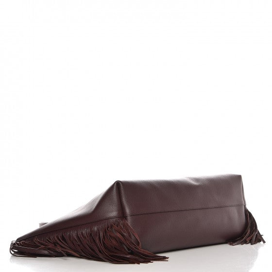 Calfskin Large Fringe Shopping Tote Amaranto