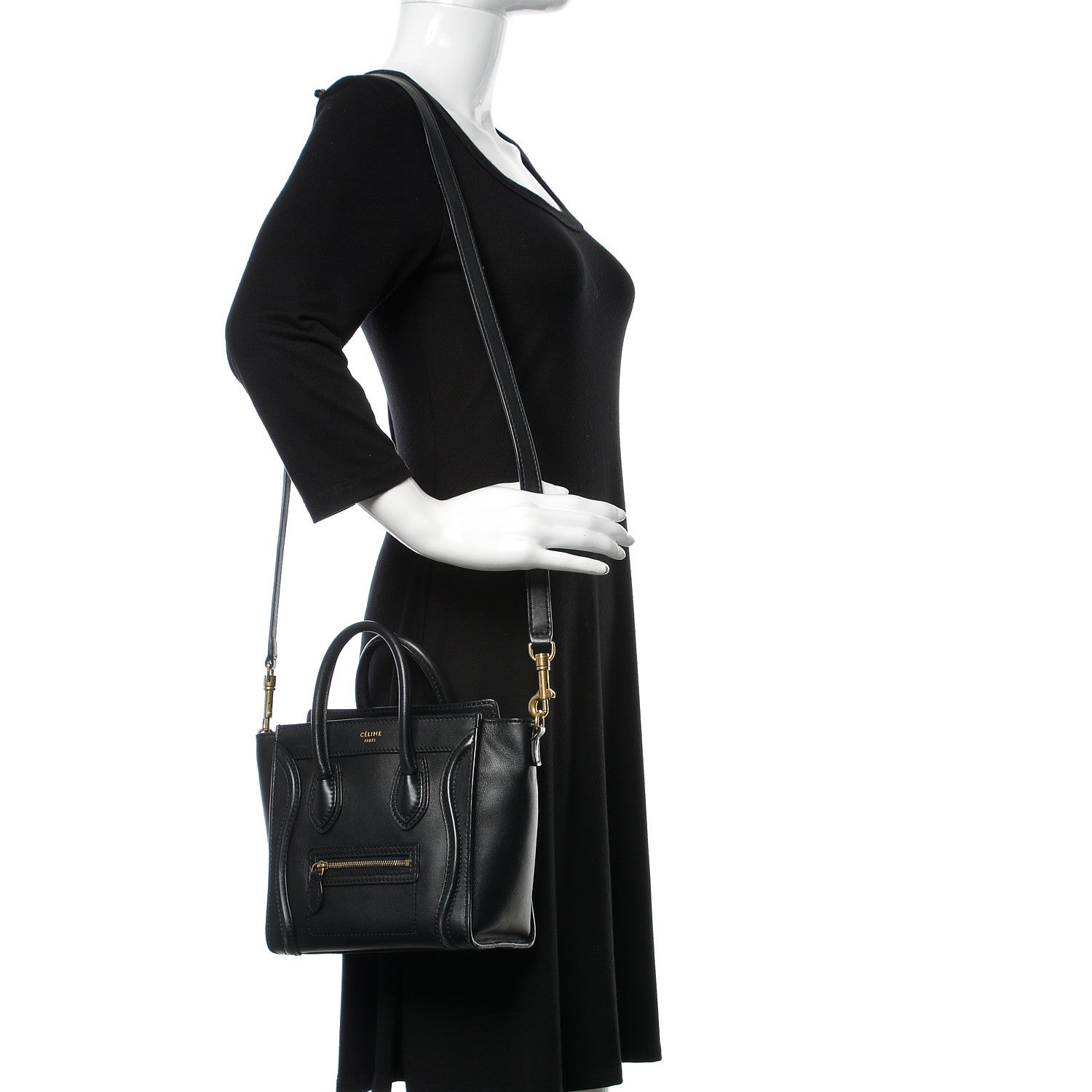 Celine Smooth Calfskin Nano Luggage Black 2 of 13