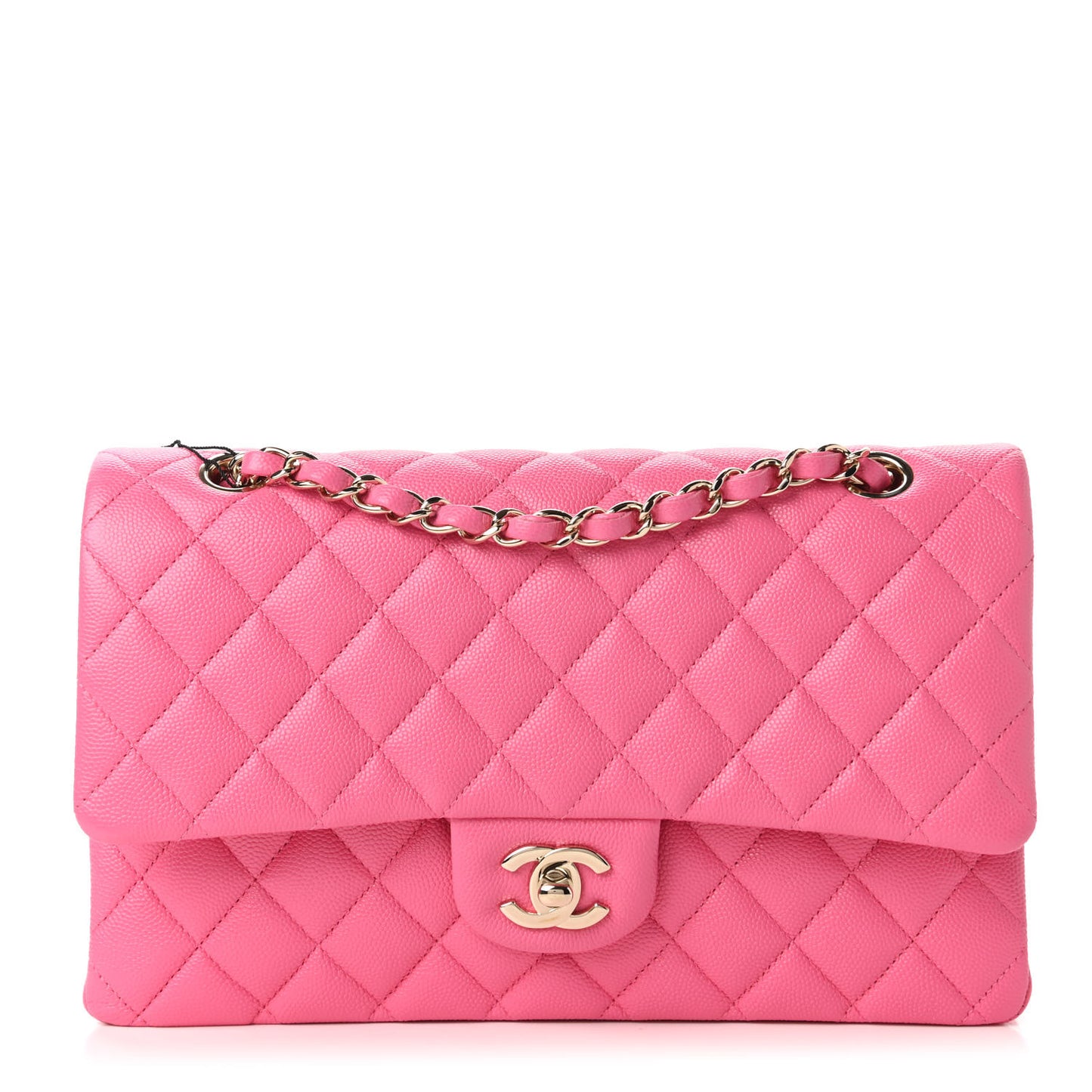 Caviar Quilted Medium Double Flap Pink