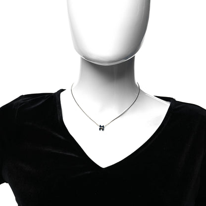 Hermes Lacquered Palladium Mini Pop H Pendant Necklace Bleu Fonce 2 of 4