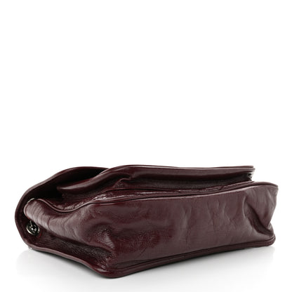 Saint Laurent Crinkled Calfskin Matelasse Monogram Medium Niki Chain Satchel Rouge Legion 4 of 13