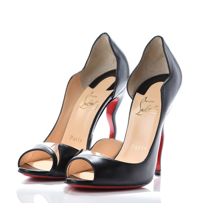 Christian Louboutin Kid PVC Deepik 120 Peep Toe Pumps 35.5 Black 3 of 16