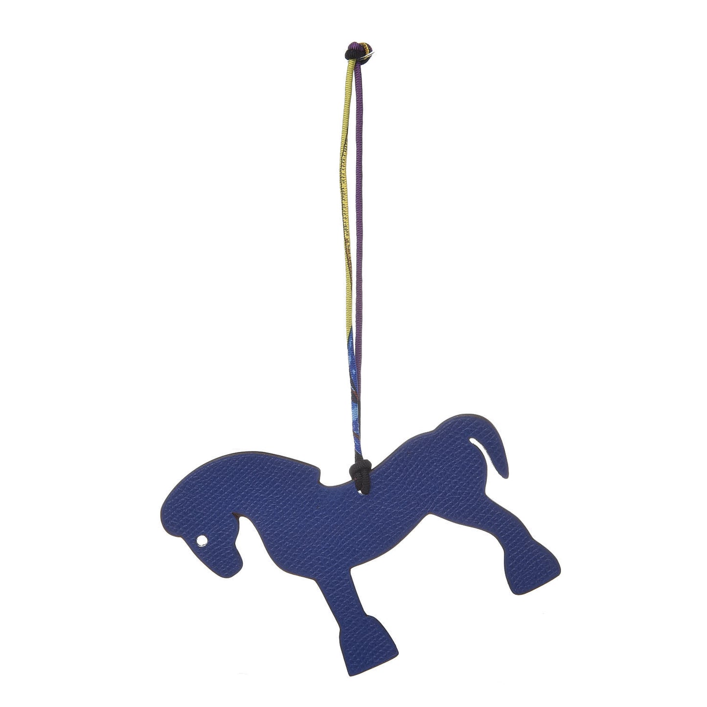 Epsom Togo Petit H Bag Charm Horse GM Bleu Electrique Chocolate