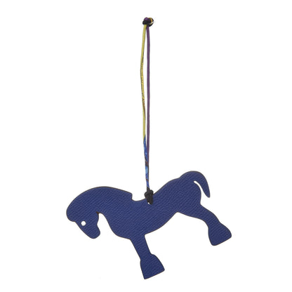 Hermes Epsom Togo Petit H Bag Charm Horse GM Bleu Electrique Chocolate 1 of 4